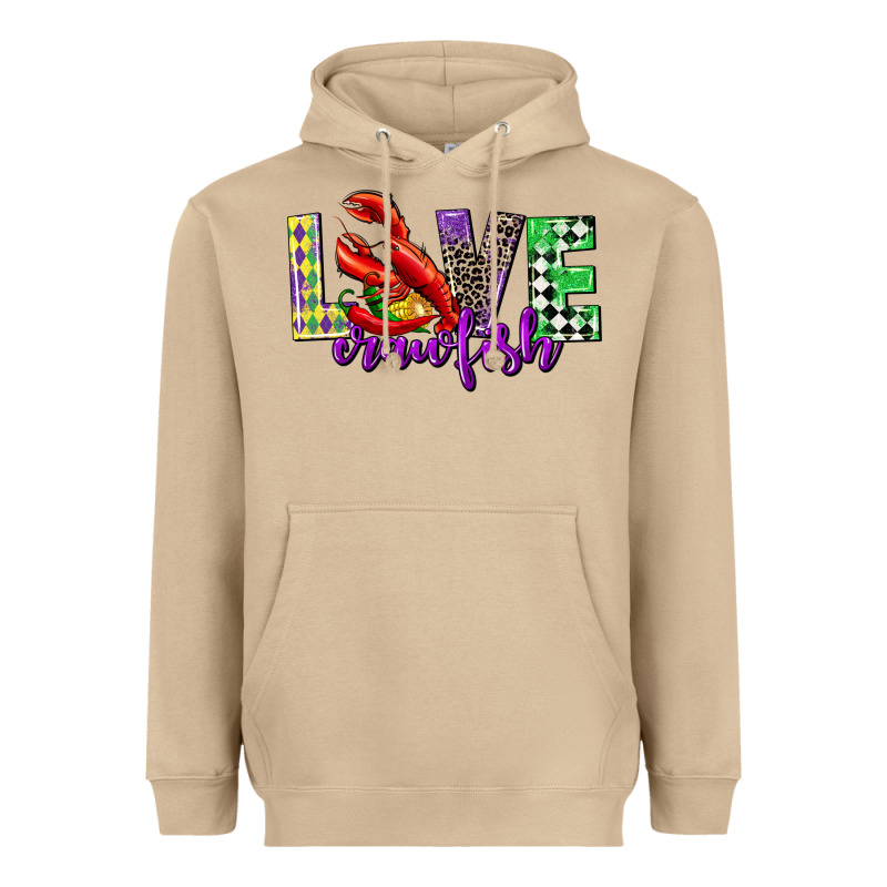 Love Crawfish Mardi Gras Heavyweight Hoodie by CowGirlArtShop | Teevron