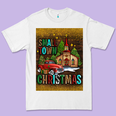 Small Town Christmas Church Premium Tee Designed By Adodesignshop