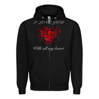 Black I love you with all my heart Zipper Hoodie - Bettercallsaul