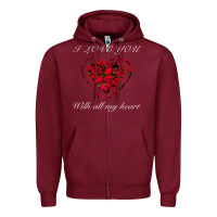 Burgundy I love you with all my heart Zipper Hoodie - Bettercallsaul