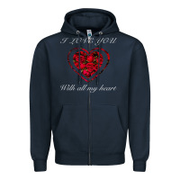 Navy I love you with all my heart Zipper Hoodie - Bettercallsaul