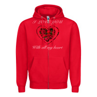 Red I love you with all my heart Zipper Hoodie - Bettercallsaul
