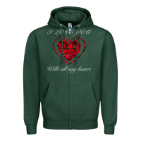Sports Green I love you with all my heart Zipper Hoodie - Bettercallsaul