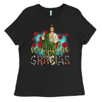 Black san judas gracias Ladies Tee - JahusDesignShop