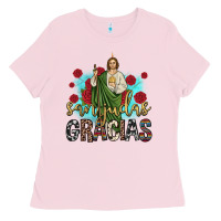 Bubblegum Pink san judas gracias Ladies Tee - JahusDesignShop