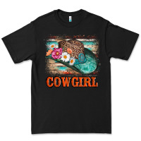 Black cowgirl hat flowers leopard and  leather Premium Tee - AdoDesignShop