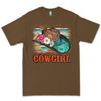 Cacao cowgirl hat flowers leopard and  leather Premium Tee - AdoDesignShop