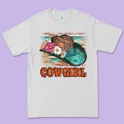 Cowgirl Hat Flowers Leopard And  Leather Premium Tee Designed By Adodesignshop