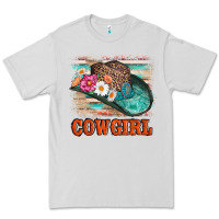 Dove Grey cowgirl hat flowers leopard and  leather Premium Tee - AdoDesignShop