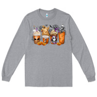 Heather Grey nightmare coffee cups Long Sleeve Tee - MaliasSmallBusiness