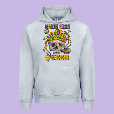 Skull Mardi Gras Queen Urban Hoodie Designed By Fadigitalartstudio