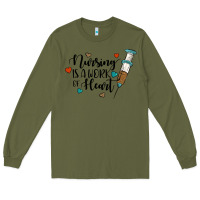 Army Green nursing i̇s a work of heart Long Sleeve Tee - JahusDesignShop