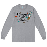 Heather Grey nursing i̇s a work of heart Long Sleeve Tee - JahusDesignShop