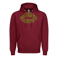 Burgundy leopard lips Zipper Hoodie - Bettercallsaul
