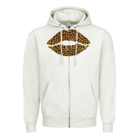 Oatmeal Heather leopard lips Zipper Hoodie - Bettercallsaul