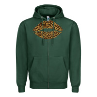 Sports Green leopard lips Zipper Hoodie - Bettercallsaul
