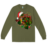 Army Green Christmas Texas map Long Sleeve Tee - NancyCooperArtShop