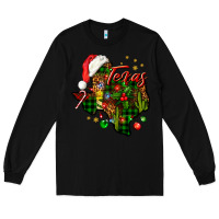 Black Christmas Texas map Long Sleeve Tee - NancyCooperArtShop