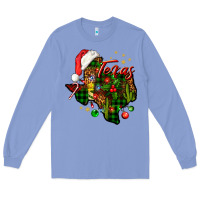 Colony Blue Christmas Texas map Long Sleeve Tee - NancyCooperArtShop