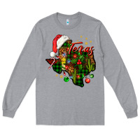 Heather Grey Christmas Texas map Long Sleeve Tee - NancyCooperArtShop