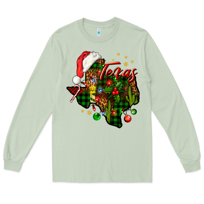 Christmas Texas Map Long Sleeve Tee by NancyCooperArtShop | Teevron