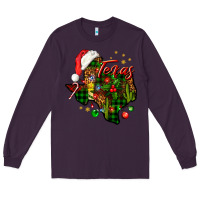 Plum Christmas Texas map Long Sleeve Tee - NancyCooperArtShop