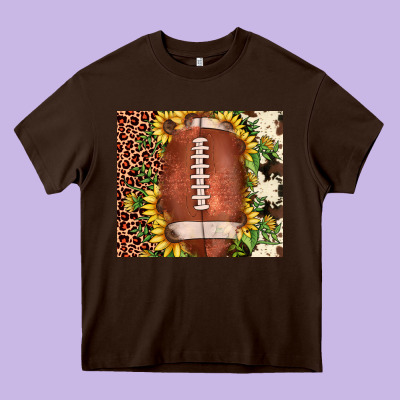 Football Leopard Cowhide Sunflower Heavy Core Tee Designed By Jahusdesignshop
