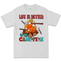 Dove Grey life is better by the campfire with marshmallows Premium Tee - AdoDesignShop