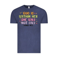 Vintage Denim god is within her she will not fall Vintage Tee - MaliasSmallBusiness