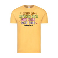 Vintage Mustard god is within her she will not fall Vintage Tee - MaliasSmallBusiness