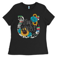 Black western stay wild horsesho Ladies Tee - RanaPortraitStore