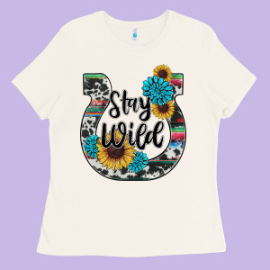 Western Stay Wild Horsesho Ladies Tee Designed By Ranaportraitstore