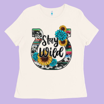 Western Stay Wild Horsesho Ladies Tee Designed By Ranaportraitstore