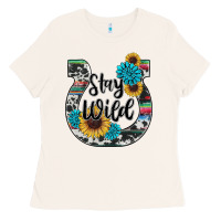 Bone western stay wild horsesho Ladies Tee - RanaPortraitStore
