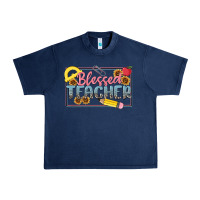 Navy blessed teacher Urban Heavy Tee - MaliasSmallBusiness