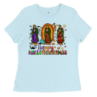 Baby Blue our lady of guadalupe happy hallothanksmas Ladies Tee - JahusDesignShop