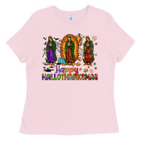 Bubblegum Pink our lady of guadalupe happy hallothanksmas Ladies Tee - JahusDesignShop