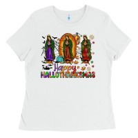 White our lady of guadalupe happy hallothanksmas Ladies Tee - JahusDesignShop