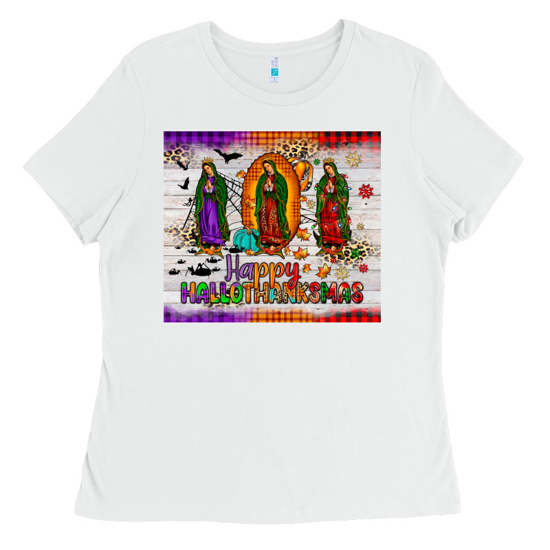 Our Lady Of Guadalupe Happy  Hallothanksmas Tumbler Ladies Tee by JahusDesignShop | Teevron