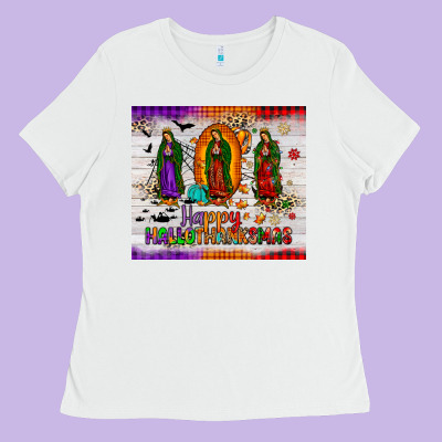 Our Lady Of Guadalupe Happy  Hallothanksmas Tumbler Ladies Tee Designed By Jahusdesignshop