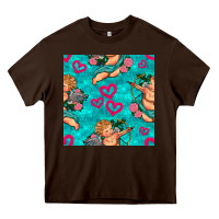 Chocolate Brown valentines day cupid and neon heart seamless pattern Heavy Core Tee - BundleAndBundleShop