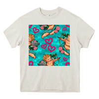 Cream valentines day cupid and neon heart seamless pattern Heavy Core Tee - BundleAndBundleShop