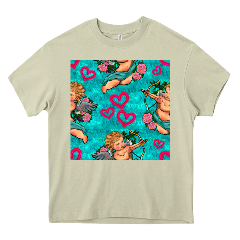 Valentines Day Cupid And Neon Heart Seamless Pattern Heavy Core Tee by BundleAndBundleShop | Teevron