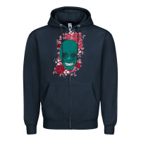 Navy Skull with flowers Zipper Hoodie - Bettercallsaul