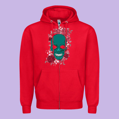 Skull With Flowers Zipper Hoodie Designed By Bettercallsaul