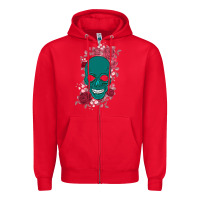 Red Skull with flowers Zipper Hoodie - Bettercallsaul