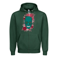 Sports Green Skull with flowers Zipper Hoodie - Bettercallsaul