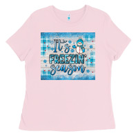 Bubblegum Pink it s freezin season Ladies Tee - JahusDesignShop