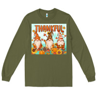 Army Green thankful gnome Long Sleeve Tee - MaliasSmallBusiness
