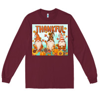 Burgundy thankful gnome Long Sleeve Tee - MaliasSmallBusiness